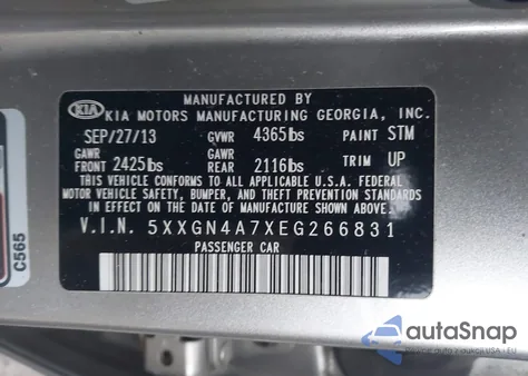 2014 Kia Optima Ex from USA, damaged, VIN 5XXGN4A7XEG266831